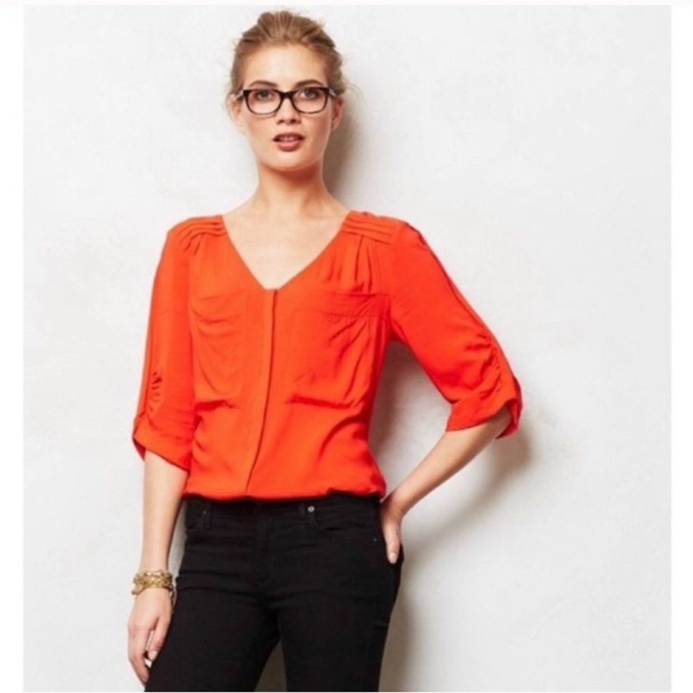 Bright Orange Anthropologie Edme & Esyllte Blouse